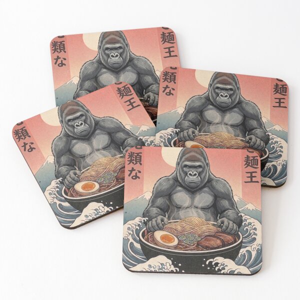 Item preview, Funny Gorilla Japanese Ramen Noodles Vintage Kanagawa Wave designed and sold by FurryHavenPH.