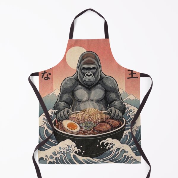 Item preview, Funny Gorilla Japanese Ramen Noodles Vintage Kanagawa Wave designed and sold by FurryHavenPH.