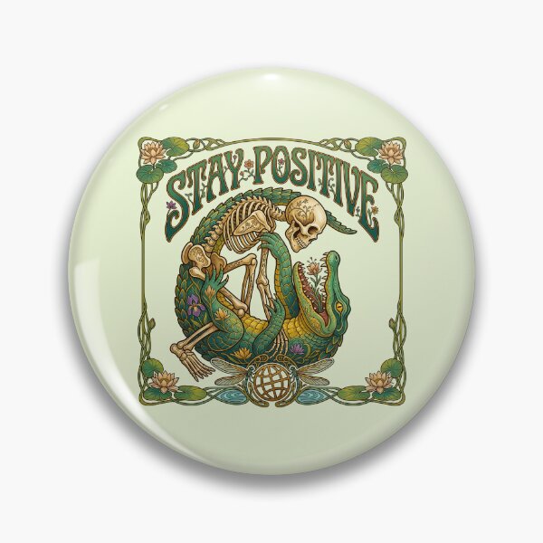 Item preview, Stay Positive Alligator Skeleton Floral designed and sold by TeeARTHY.