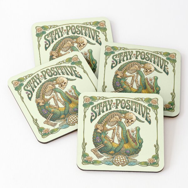 Item preview, Stay Positive Alligator Skeleton Floral designed and sold by TeeARTHY.