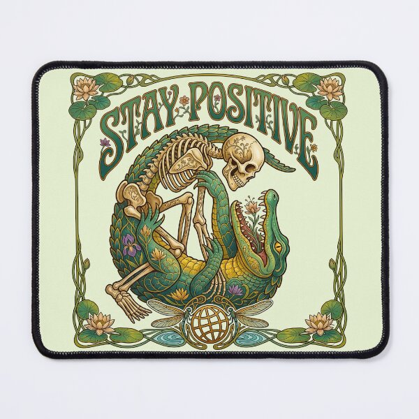 Item preview, Stay Positive Alligator Skeleton Floral designed and sold by TeeARTHY.
