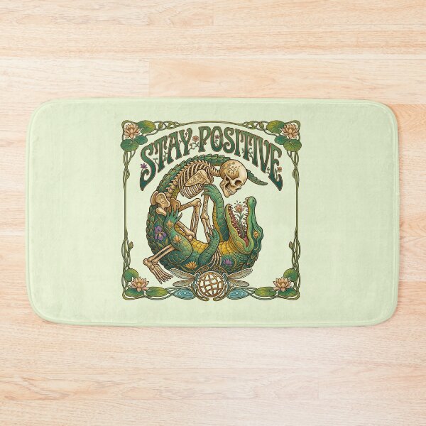 Item preview, Stay Positive Alligator Skeleton Floral designed and sold by TeeARTHY.