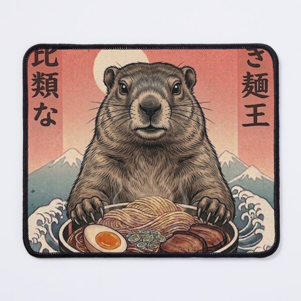 Item preview, Funny Groundhog Japanese Ramen Noodles Vintage Kanagawa Wave designed and sold by FurryHavenPH.