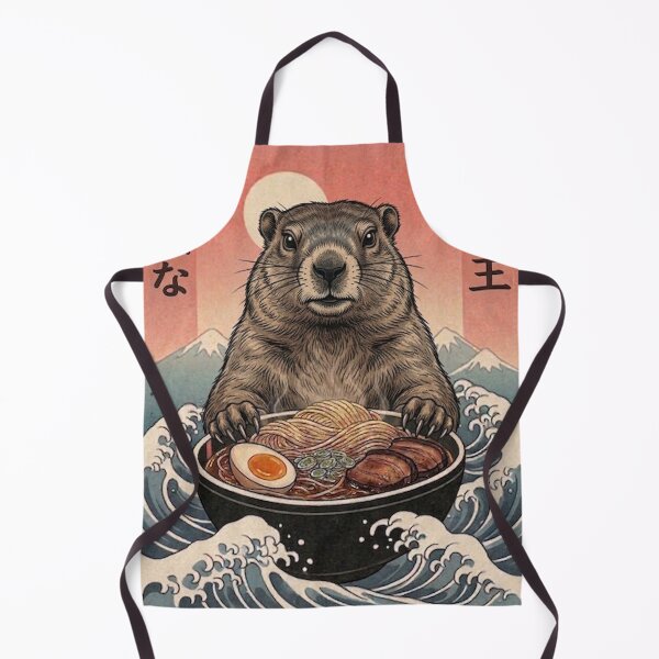 Item preview, Funny Groundhog Japanese Ramen Noodles Vintage Kanagawa Wave designed and sold by FurryHavenPH.
