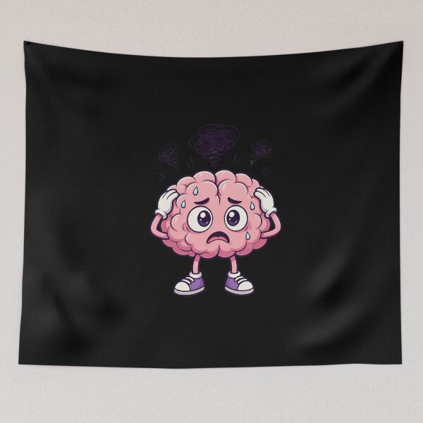 Item preview, Overthinking Brain Funny Anxiety Humor Cute Cartoon Design designed and sold by KaozTempest.