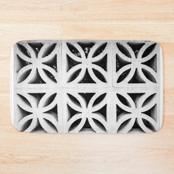 Item preview, Concrete Breeze Block Wall With Repeating Geometric Flower Pattern In Black And White designed and sold by Nmallia.