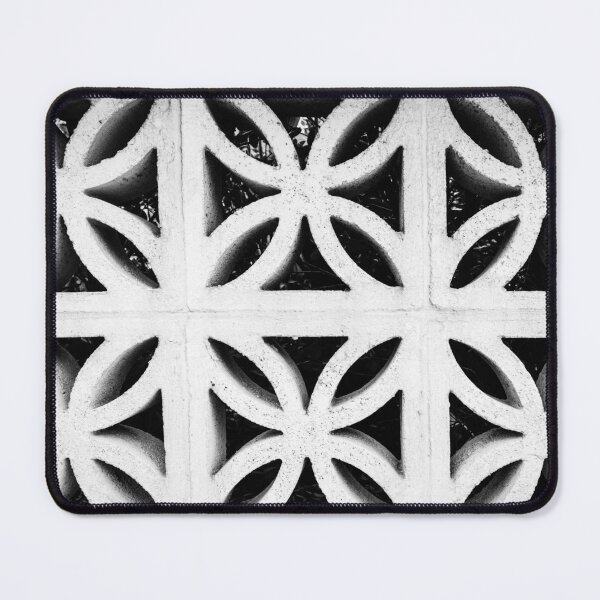 Item preview, Concrete Breeze Block Wall With Repeating Geometric Flower Pattern In Black And White designed and sold by Nmallia.