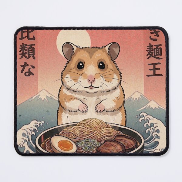 Item preview, Funny Hamster Japanese Ramen Noodles Vintage Kanagawa Wave designed and sold by FurryHavenPH.