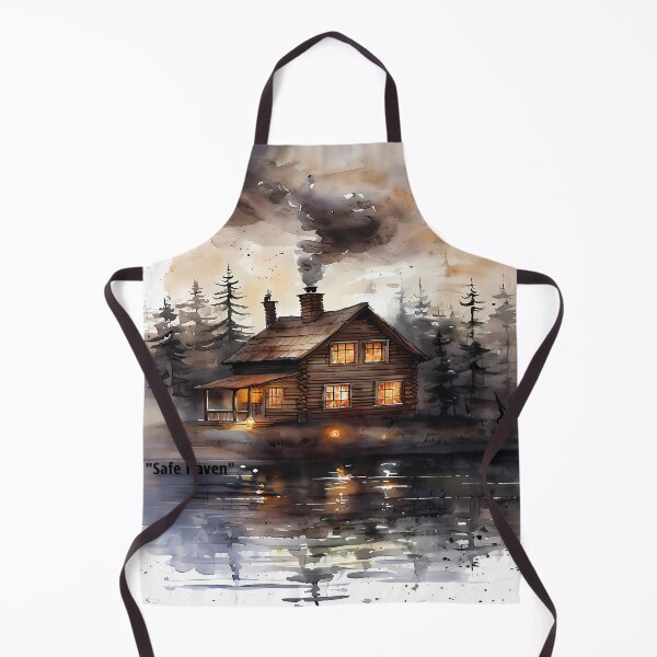 Item preview, Safe Haven - Cozy Lakeside Log Cabin Watercolor designed and sold by Modern Nest Art.