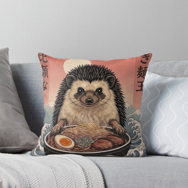 Item preview, Funny Hedgehog Japanese Ramen Noodles Vintage Kanagawa Wave designed and sold by FurryHavenPH.