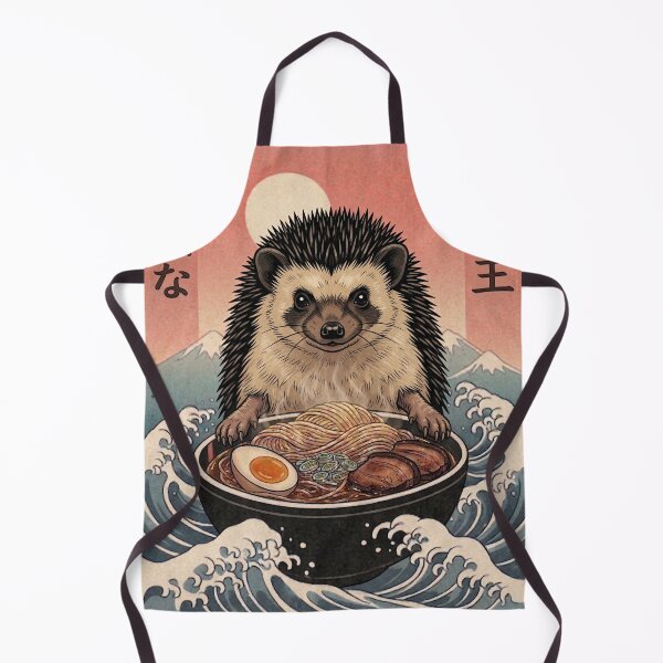 Item preview, Funny Hedgehog Japanese Ramen Noodles Vintage Kanagawa Wave designed and sold by FurryHavenPH.