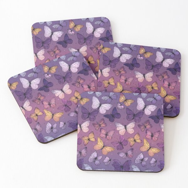 Item preview, Whimsical Purple Pink Orange Butterflies Pattern designed and sold by NicolasGlowArt.