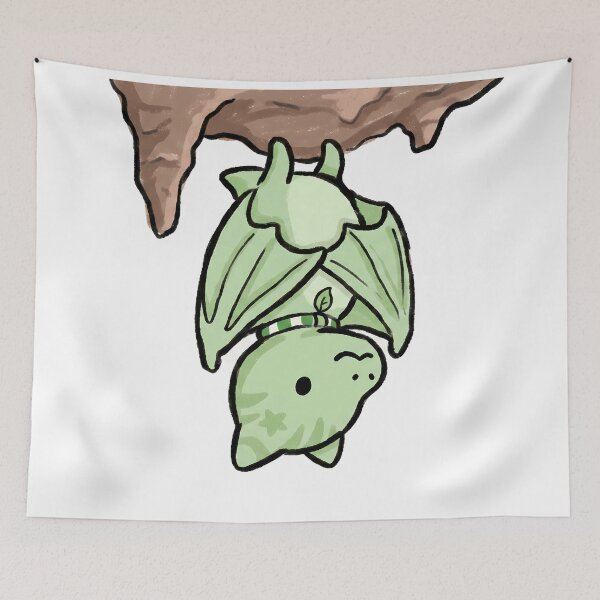 Item preview, Cute Green Baby Bat Hanging Illustration designed and sold by LYZ7VANI.