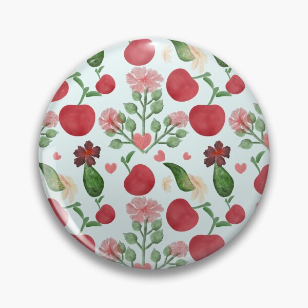 Item preview,   Watercolor Cherry Floral Pattern, Cute Cherries and Flowers Seamless Design, Romantic Heart Aesthetic,  designed and sold by HopeAndHustle.