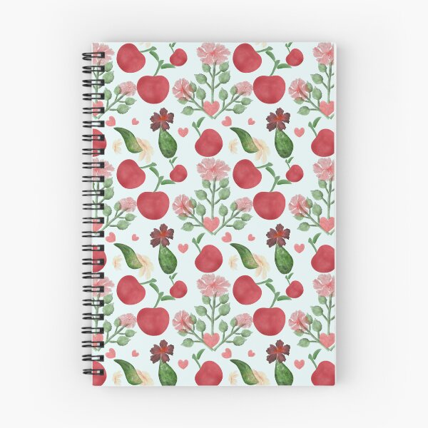 Item preview,   Watercolor Cherry Floral Pattern, Cute Cherries and Flowers Seamless Design, Romantic Heart Aesthetic,  designed and sold by HopeAndHustle.