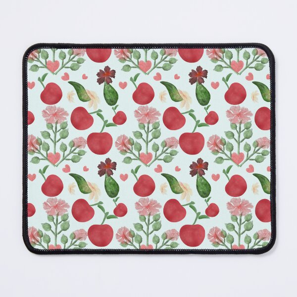 Item preview,   Watercolor Cherry Floral Pattern, Cute Cherries and Flowers Seamless Design, Romantic Heart Aesthetic,  designed and sold by HopeAndHustle.