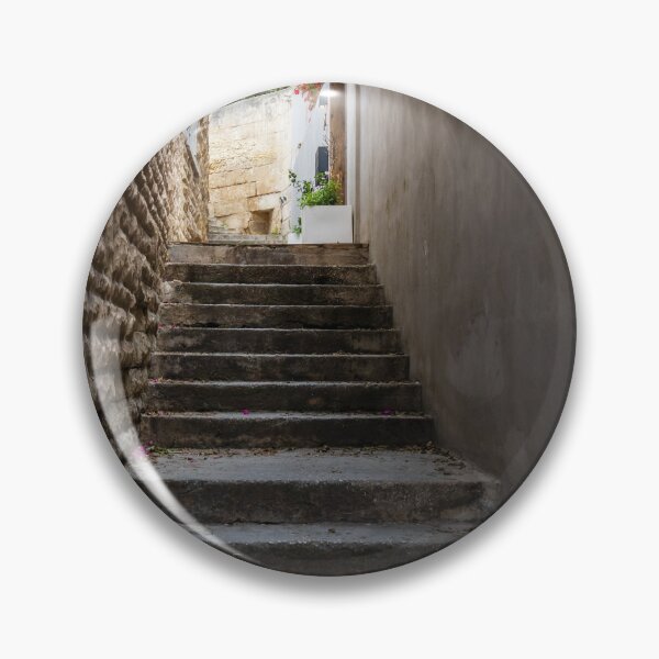 Item preview, Stone Staircase Alley With Pink Bougainvillea Overhang in a Quiet Mediterranean Village Lane designed and sold by Nmallia.