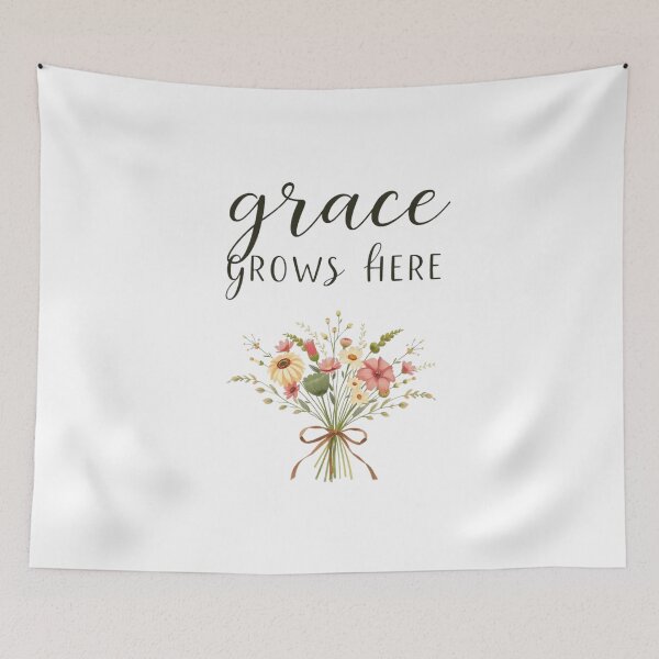 Item preview, Grace Grows Here | Floral Inspirational Quote Shirt | Soft Feminine Growth Aesthetic designed and sold by nancysdaughter.