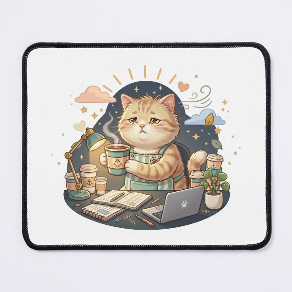 Item preview, Overstimulated Fluffy Cat Surrounded by Coffee Cups in Late Night Study Chaos – Relatable Burnout Aesthetic Sticker designed and sold by wildbest.