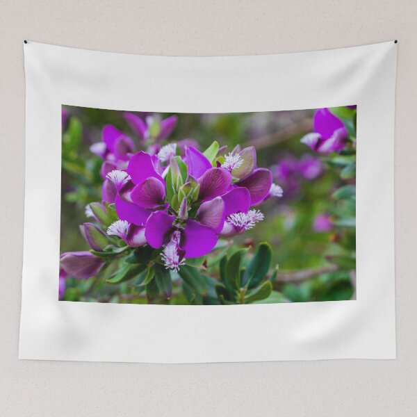 Item preview, Vibrant Purple Flower Bloom On Flowering Shrub Close-Up With Green Foliage And Bokeh Background designed and sold by Nmallia.