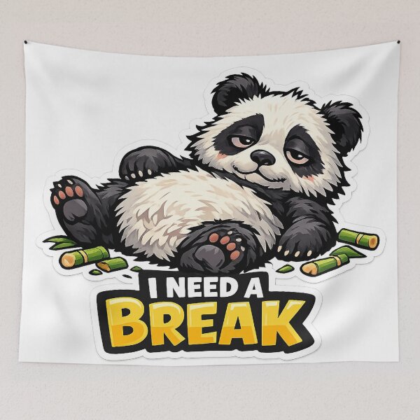 Item preview, Lazy Panda I Need A Break Funny Sticker designed and sold by McZerrill.