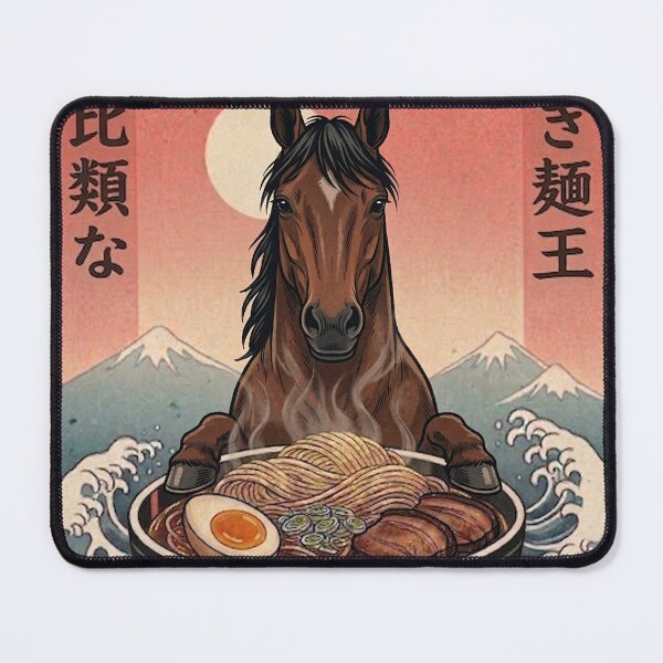 Item preview, Funny Horse Japanese Ramen Noodles Vintage Kanagawa Wave designed and sold by FurryHavenPH.