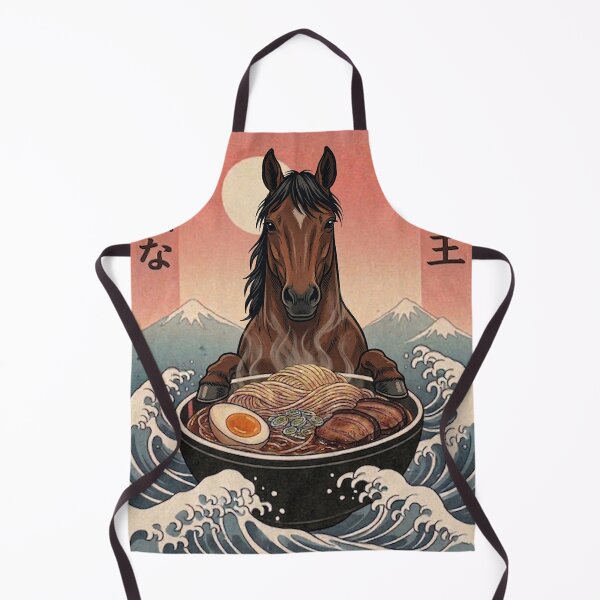 Item preview, Funny Horse Japanese Ramen Noodles Vintage Kanagawa Wave designed and sold by FurryHavenPH.