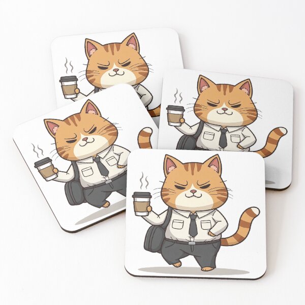 Item preview, Grumpy Office Cat With Coffee designed and sold by Kalsaver.