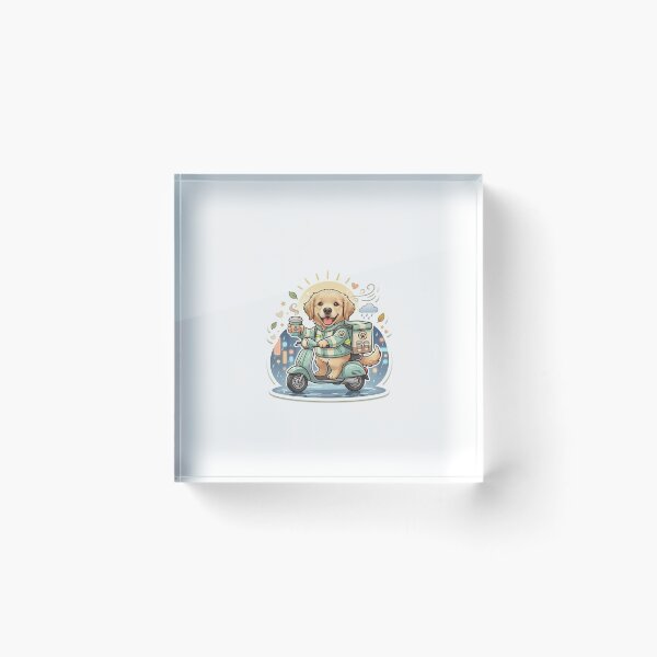Item preview, Golden Retriever Coffee Delivery Rider in Rainy Night City – Small Hustle Story Urban Sticker designed and sold by wildbest.