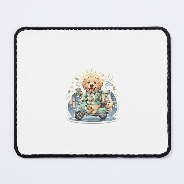 Item preview, Golden Retriever Coffee Delivery Rider in Rainy Night City – Small Hustle Story Urban Sticker designed and sold by wildbest.