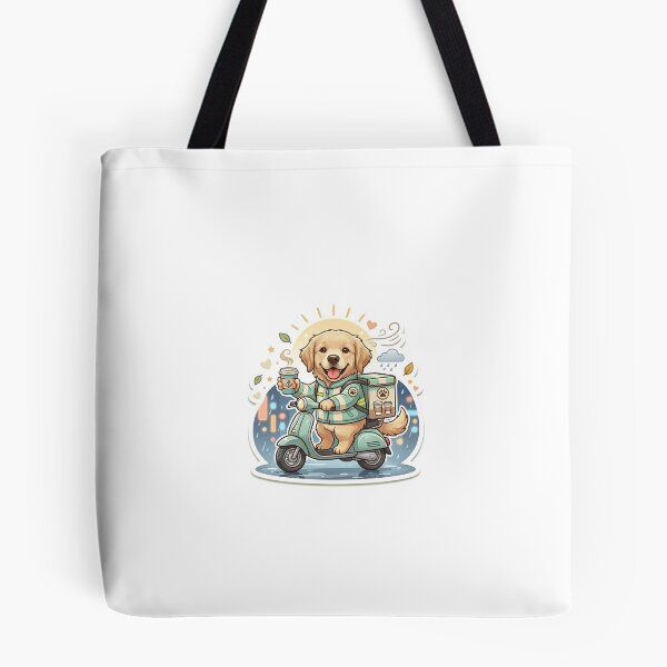 Item preview, Golden Retriever Coffee Delivery Rider in Rainy Night City – Small Hustle Story Urban Sticker designed and sold by wildbest.