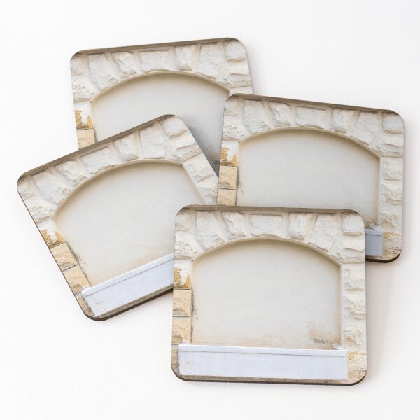 Item preview, Weathered Arched Niche in Stone Facade With Plaster Ledge and Aged Mediterranean Texture designed and sold by Nmallia.