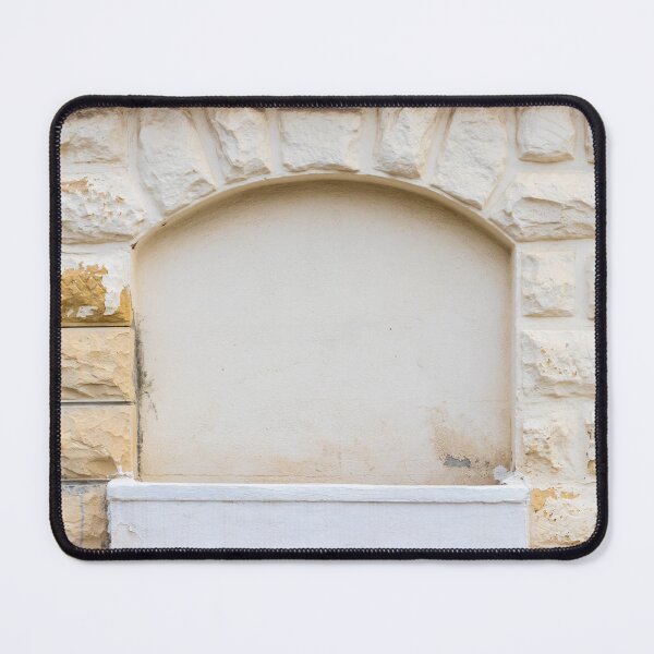 Item preview, Weathered Arched Niche in Stone Facade With Plaster Ledge and Aged Mediterranean Texture designed and sold by Nmallia.