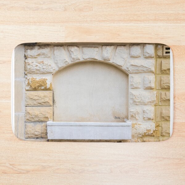 Item preview, Weathered Arched Niche in Stone Facade With Plaster Ledge and Aged Mediterranean Texture designed and sold by Nmallia.