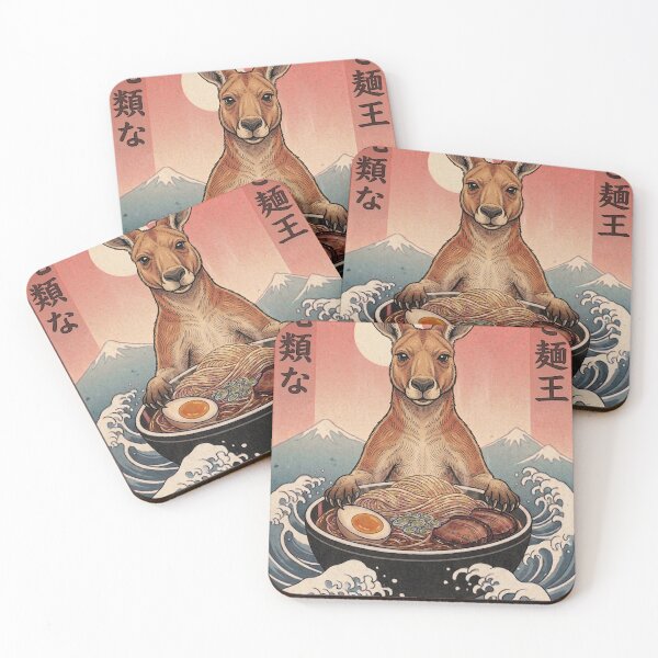 Item preview, Funny Kangaroo Japanese Ramen Noodles Vintage Kanagawa Wave designed and sold by FurryHavenPH.