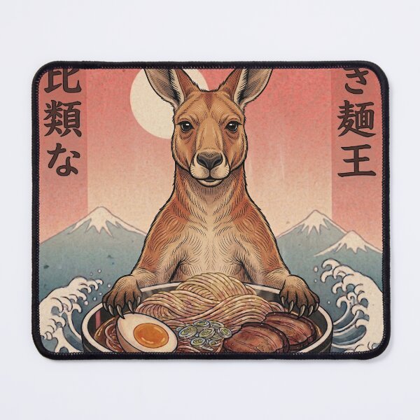 Item preview, Funny Kangaroo Japanese Ramen Noodles Vintage Kanagawa Wave designed and sold by FurryHavenPH.