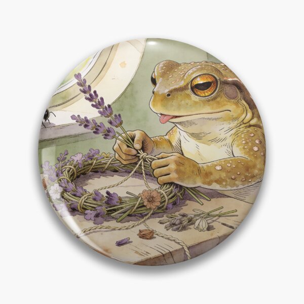 Item preview, Cozy Toad Making Wreath - Cottagecore Frog Art designed and sold by PictorialWhimsy.