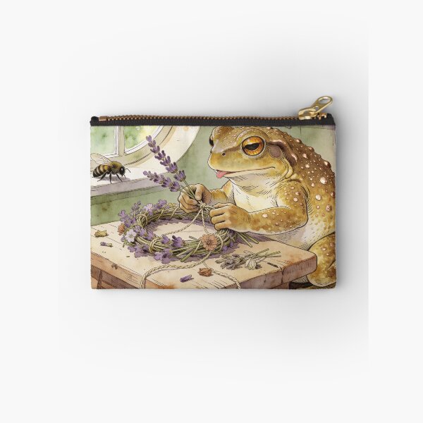 Item preview, Cozy Toad Making Wreath - Cottagecore Frog Art designed and sold by PictorialWhimsy.