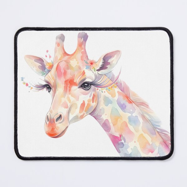 Item preview, Whimsical giraffe in pastel watercolor with floral eyelashes designed and sold by VibranPalette.