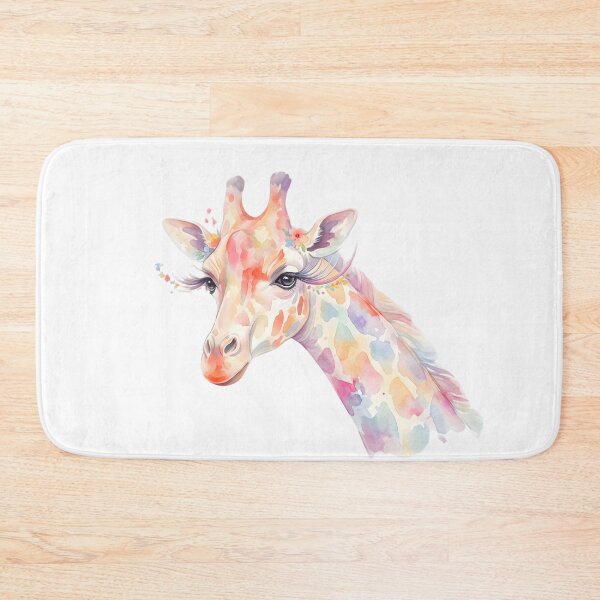 Item preview, Whimsical giraffe in pastel watercolor with floral eyelashes designed and sold by VibranPalette.