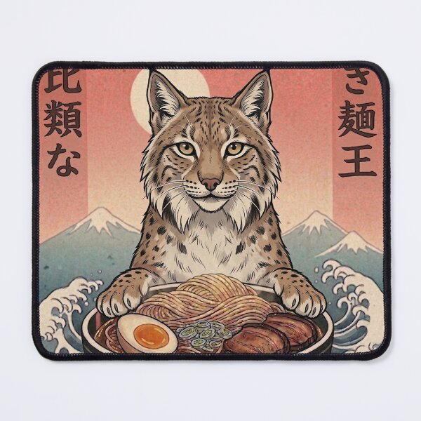 Item preview, Funny Lynx Japanese Ramen Noodles Vintage Kanagawa Wave designed and sold by FurryHavenPH.