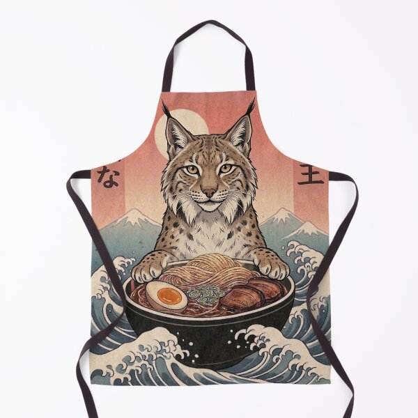 Item preview, Funny Lynx Japanese Ramen Noodles Vintage Kanagawa Wave designed and sold by FurryHavenPH.