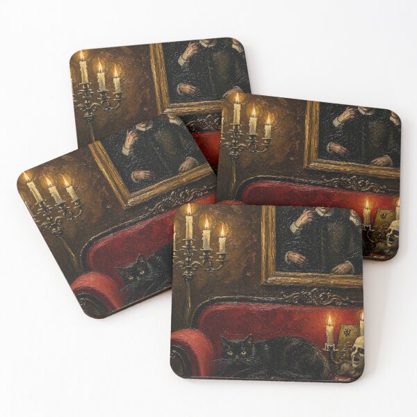 Item preview, Black Cat and the Candlelight Glow designed and sold by darkgothicart.