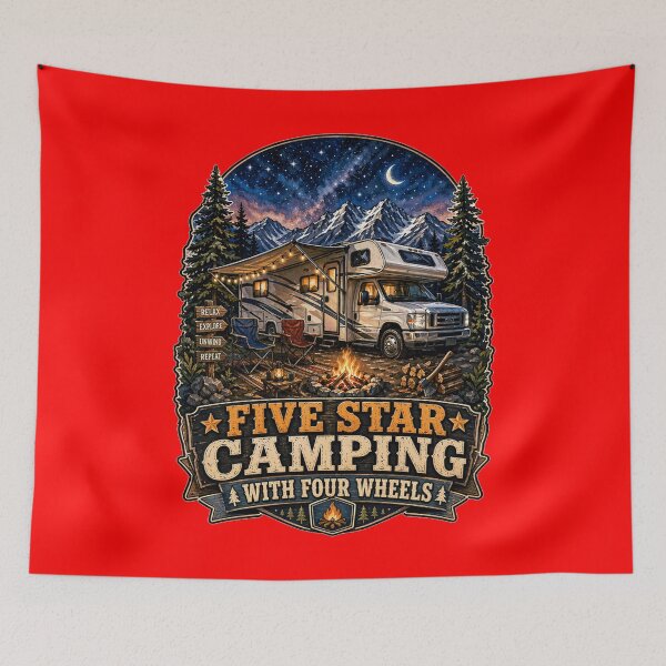 Item preview, Happy RVing Camper Design Five Star Camping With Four Wheels designed and sold by fantasticdesign.