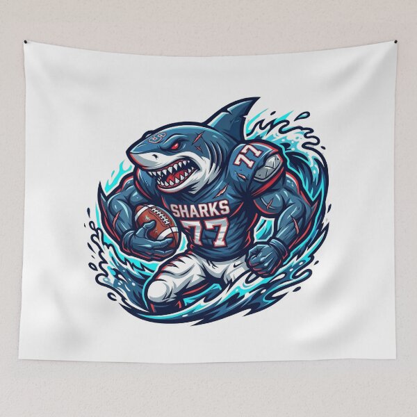 Item preview, Great White Shark American Football Mascot – Aggressive Sports Design designed and sold by Pandora´s Box.