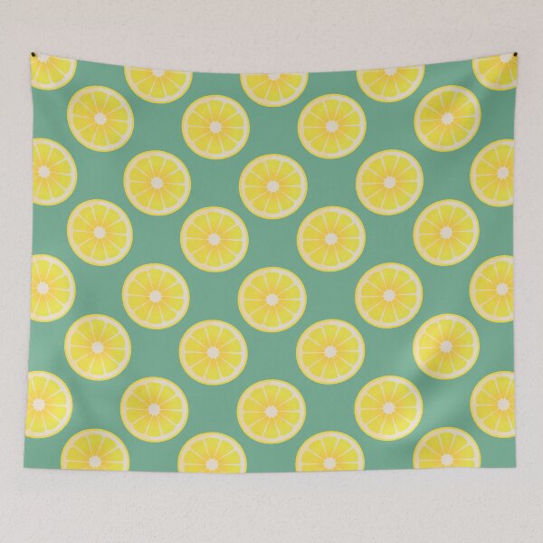 Item preview, Fresh lemon slices with green background designed and sold by studiodrchicken.