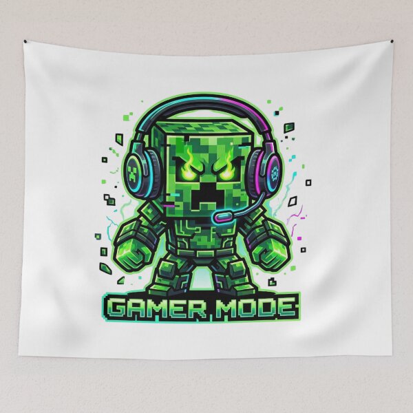 Item preview, Gamer Mode Active – Cybernetic Gaming Creeper with Headphones designed and sold by Pandora´s Box.