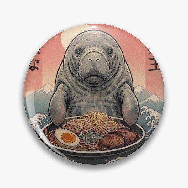Item preview, Funny Manatee Japanese Ramen Noodles Vintage Kanagawa Wave designed and sold by FurryHavenPH.