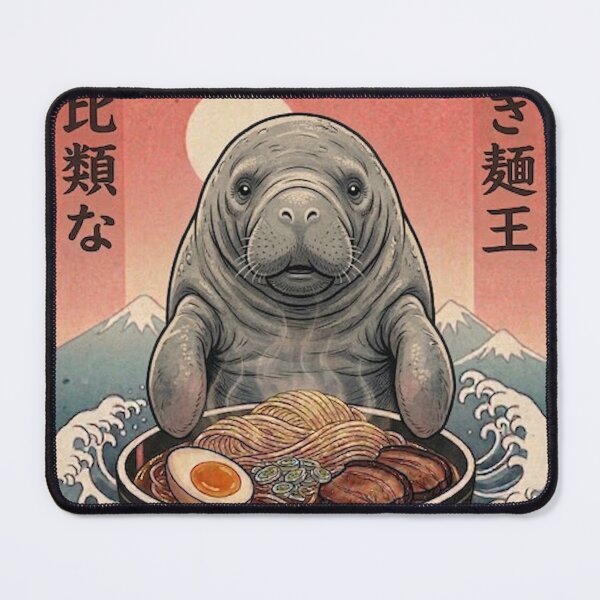 Item preview, Funny Manatee Japanese Ramen Noodles Vintage Kanagawa Wave designed and sold by FurryHavenPH.