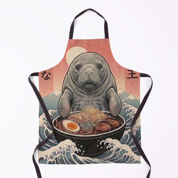 Item preview, Funny Manatee Japanese Ramen Noodles Vintage Kanagawa Wave designed and sold by FurryHavenPH.